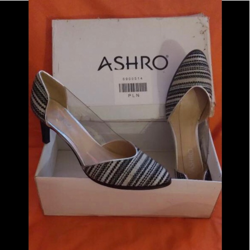 Ashro Black /White Francine Heeled  Shoes Sz 8.5